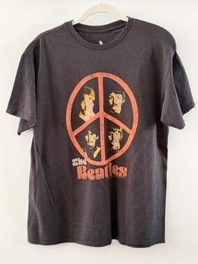 Junk Food Clothing Black Short-Sleeve Tee with Orange Beatles Graphic